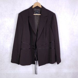 Lane Bryant Sz 20 Dark Brown Peak Lapel Clasp Front Blazer Jacket Secretary